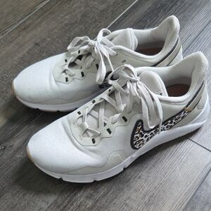 Nike White Sneakers with Leopard Detail